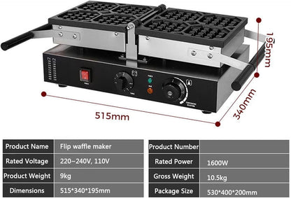 Commercial Non-Stick Electric Waffle Maker – Adjustable Temperature