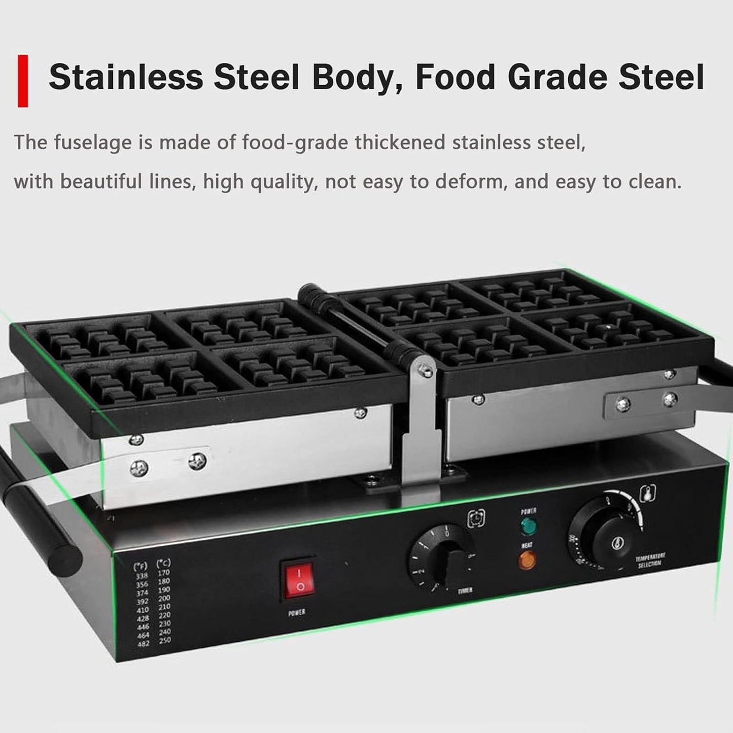 Commercial Non-Stick Electric Waffle Maker – Adjustable Temperature