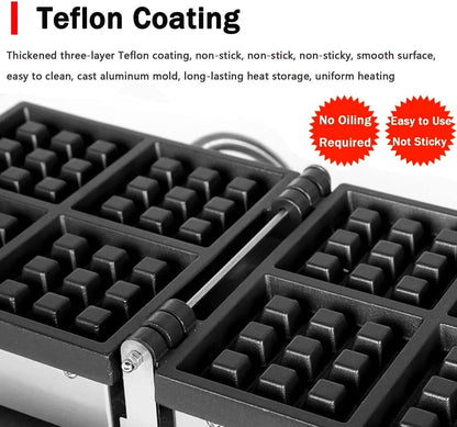 Commercial Non-Stick Electric Waffle Maker – Adjustable Temperature