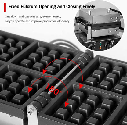 Commercial Non-Stick Electric Waffle Maker – Adjustable Temperature